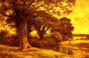 A Woodland Pool landscape Benjamin Williams Leader brook Oil Paintings